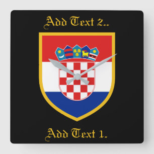 Horloge Carrée Croatia Flag Personalized