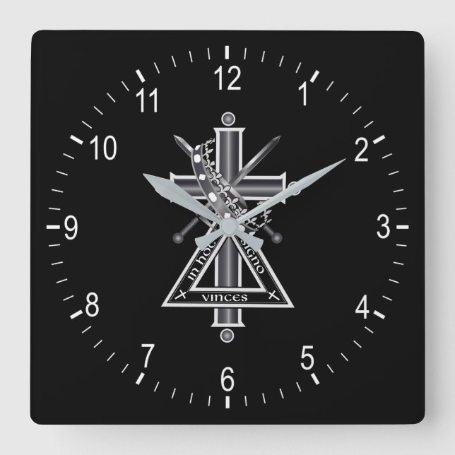 Horloge Carrée Croix freemasonique (Recto)