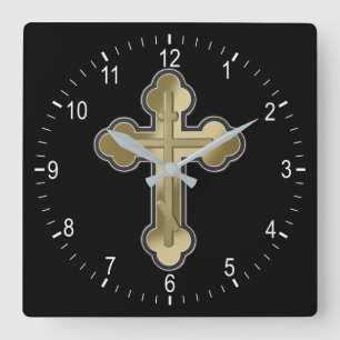 Horloge Carrée Croix orthodoxe