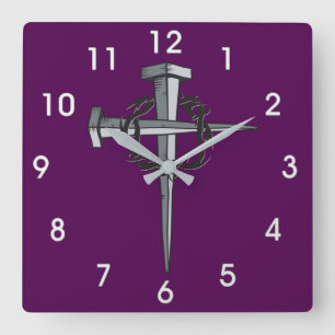 Horloge Carrée cross of nails and thorns clons