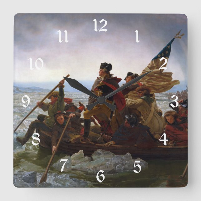Horloge Carrée Crossing Delaware 1776 : Général George Washington (Recto)
