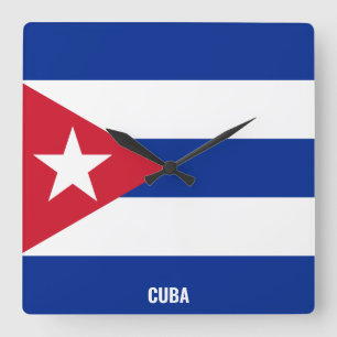 Horloge Carrée Cuba Drapeau éblouissant patriotique