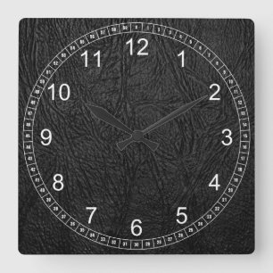 Horloge Carrée Cuir numérique