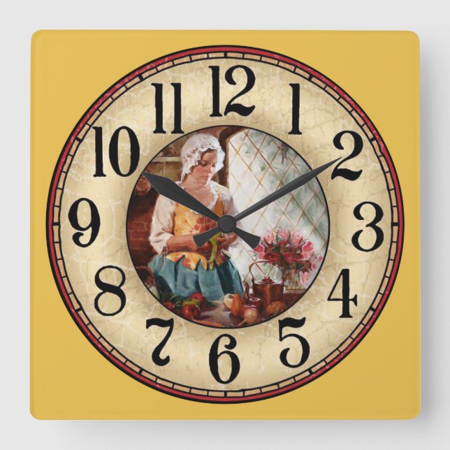 Horloge Carrée Cuisine de femme (Recto)