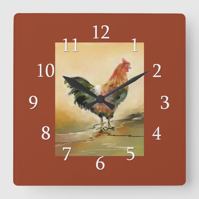 Horloge Carrée Cuisine du coq du pays (Recto)