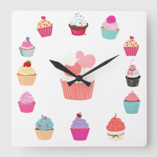Horloge Carrée Cupcake time clock