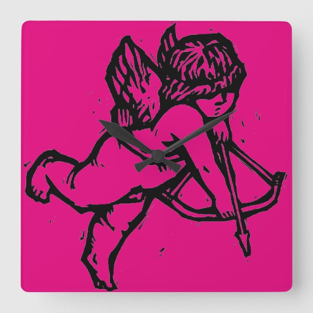 Horloge Carrée Cupid Angel Valentine Clock (Recto)