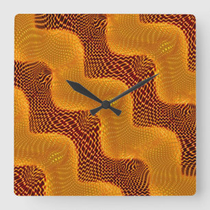 Horloge Carrée Curva laranja e pontos dourados sobre fundo