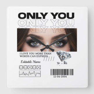 Horloge Carrée Custom Image & Text | Personalized