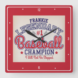 Horloge Carrée CUSTOM NAME Baseball Player