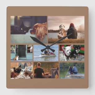Horloge Carrée Custom photo couples collage  