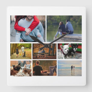 Horloge Carrée Custom photo couples collage 8