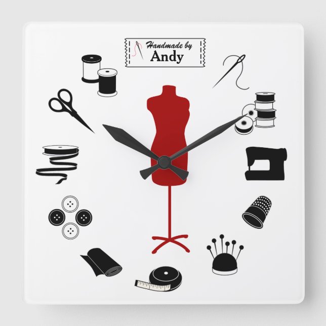 Horloge Carrée Customiser l'horloge murale Étiquette (Recto)
