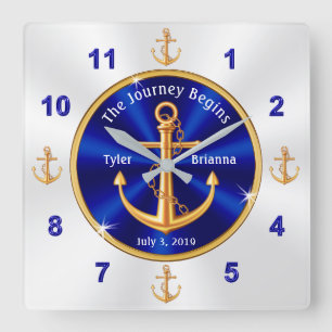 Horloge Carrée Customizable Nautical Wedding Venin