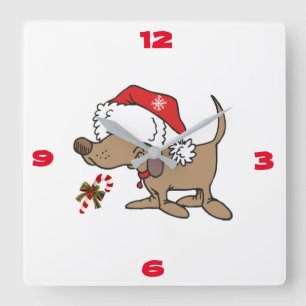 HORLOGE CARRÉE **CUT CARTOON PÈRE NOËL DOG** FERMER