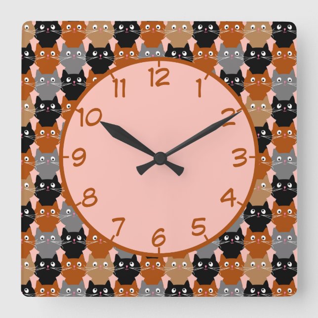 Horloge Carrée Cute Cat Lover Feline (Recto)