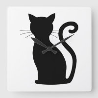 Cute Chat Noir Silhouette Fun Noir et Blanc