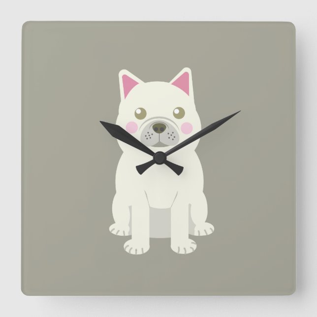 Horloge Carrée Cute Cheeks French Bulldog (Recto)