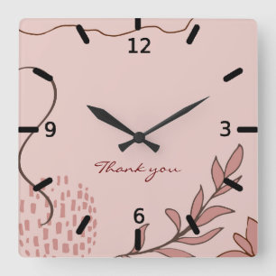 Horloge Carrée cute flore et geometric abstract graphic