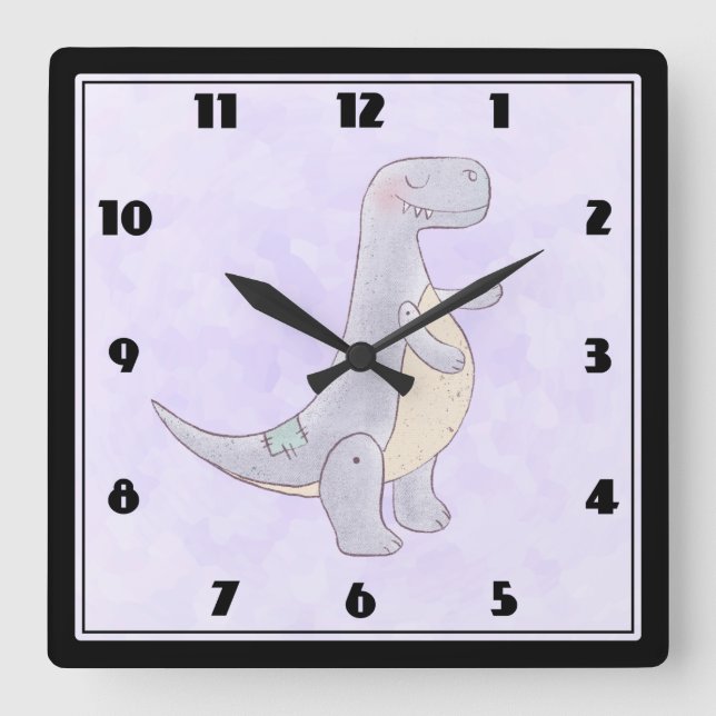 Horloge Carrée Cute Gray Tyrannosaure Rex Dinosaur Toy (Recto)
