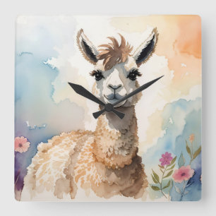 Horloge Carrée Cute Llama