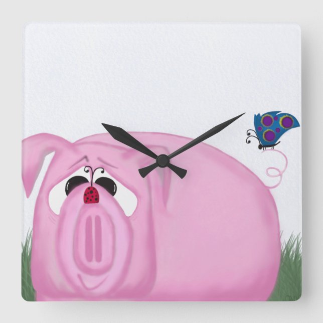 Horloge Carrée Cute Piglet Chumley Et De Beaux Amis (Recto)