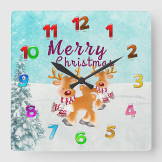 Horloge Carrée Cute Reindeer