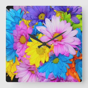 Horloge Carrée Daisy Flower Mix