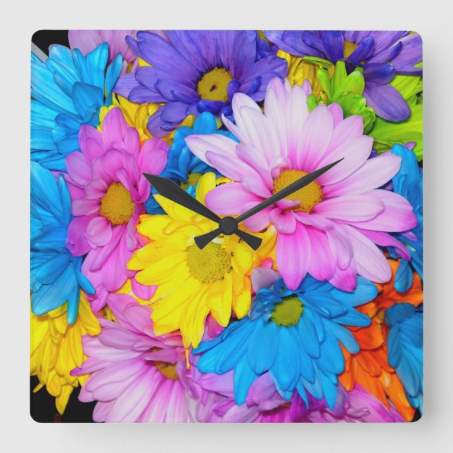 Horloge Carrée Daisy Flower Mix (Recto)