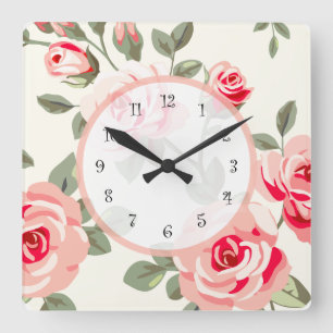 Horloge Carrée Damas floral