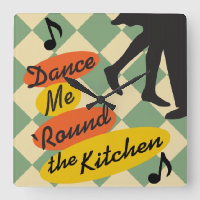 Horloge Carrée Dance Me Round Kitchen Retro clock (Recto)