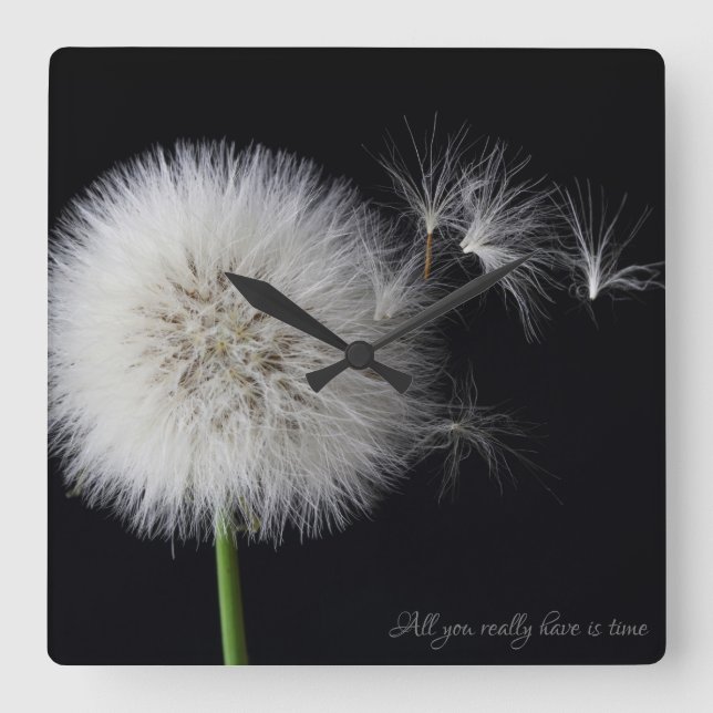 Horloge Carrée Dandelion dans la brise (Recto)
