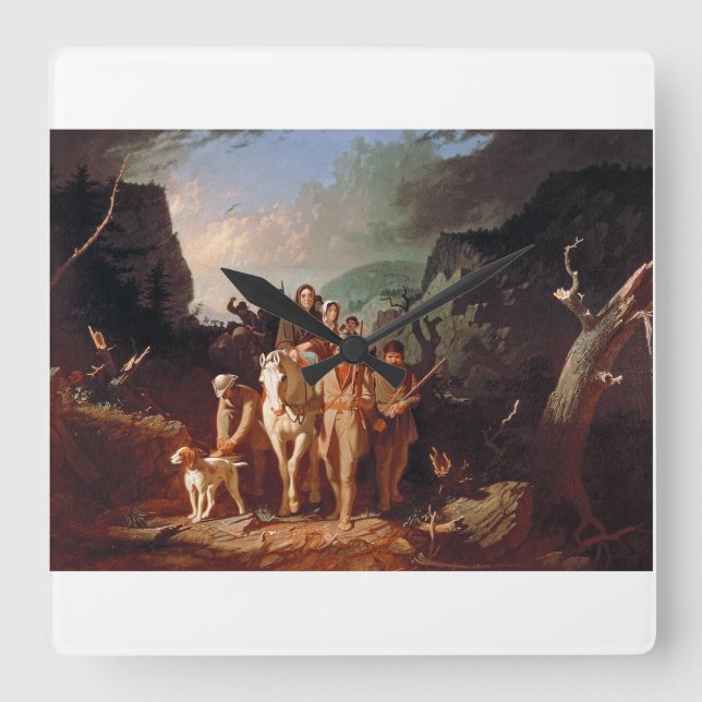 Horloge Carrée Daniel Boone escorte les colons (Recto)