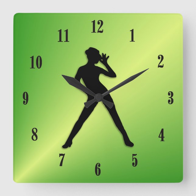 Horloge Carrée Danse moderne vert (Recto)