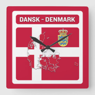 Horloge Carrée Dansk Denmark Flag