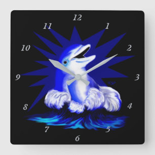 Horloge Carrée Dauphin souriant