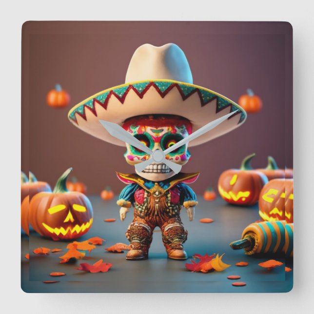 Horloge Carrée Day of the Dead wall clock (Recto)