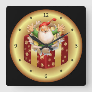 Horloge Carrée ~ de Père Noël de ~ d'horloge de Noël traversant