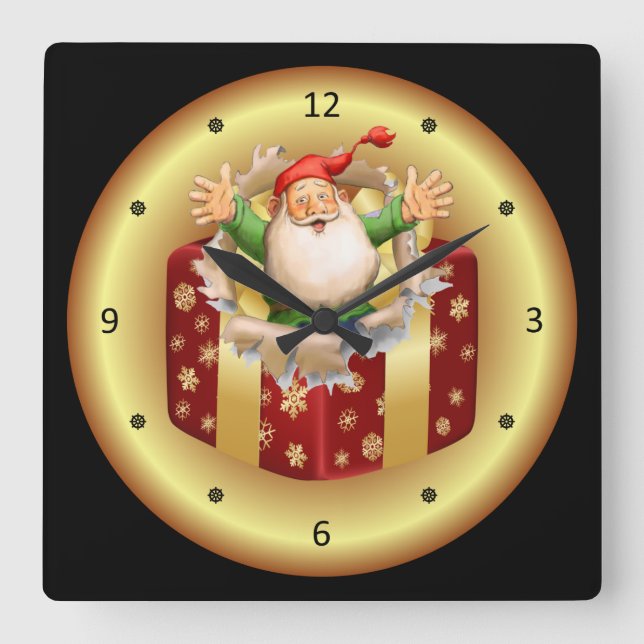 Horloge Carrée ~ de Père Noël de ~ d'horloge de Noël traversant (Recto)
