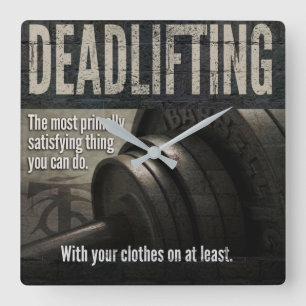 Horloge Carrée Deadlift - Funny Gym - Novelty Workout