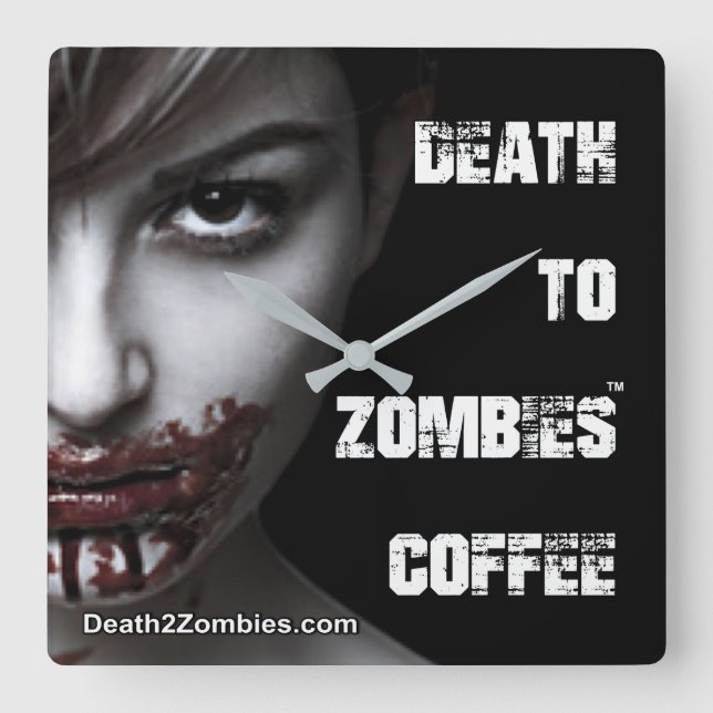 Horloge Carrée Décès à l'horloge café Zombies (Recto)