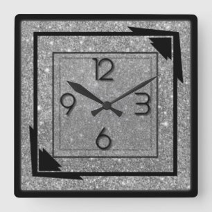 Horloge Carrée Déco argenté