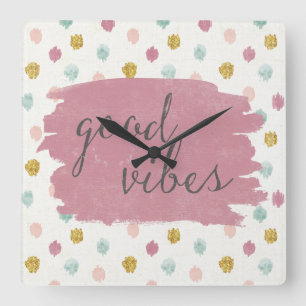 Horloge Carrée Deco mou IV Good Vibes