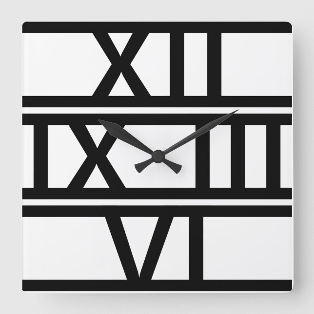 Horloge Carrée Déco numérique romaine (Recto)