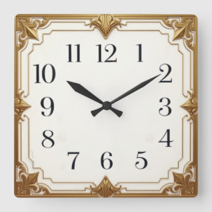 Horloge Carrée Déco Or