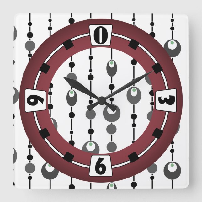 Horloge Carrée Déco ornementale de design rétro Abstrait (Recto)