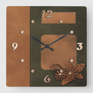 Horloge Carrée Décor de Leather