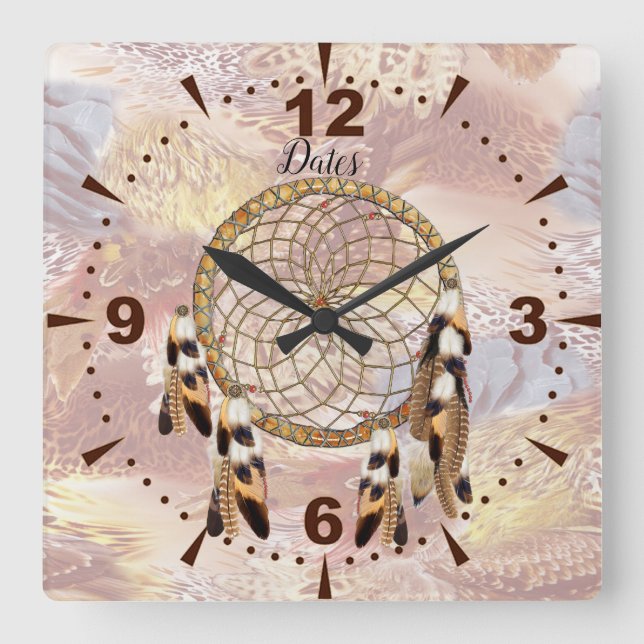 Horloge Carrée Décor maison Dream Catcher (Recto)