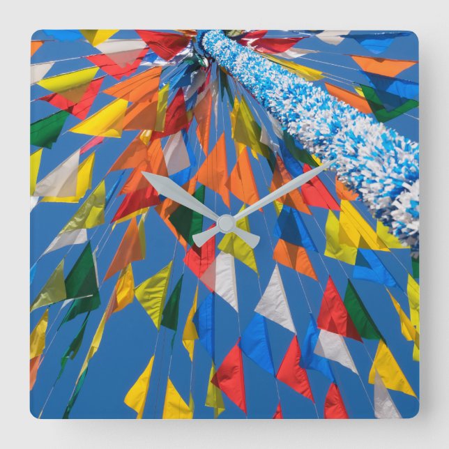 Horloge Carrée Décoration du drapeau triangulaire (Recto)