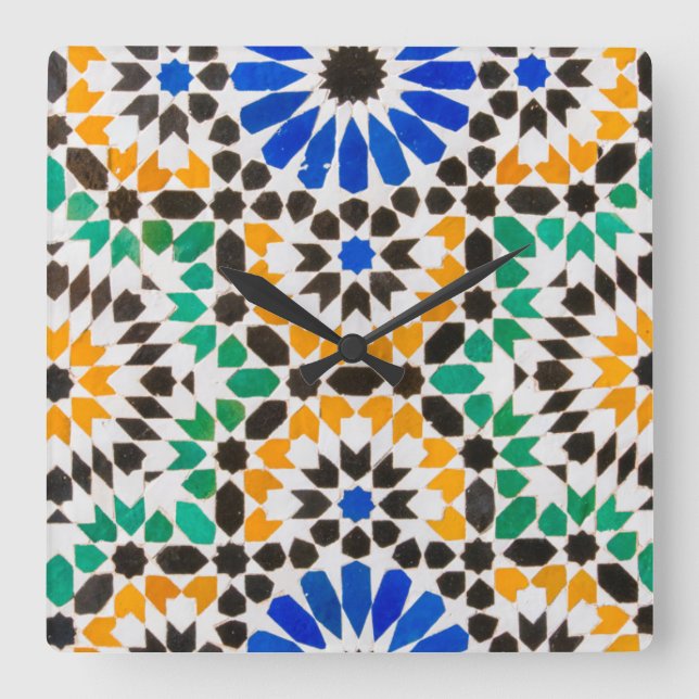 Horloge Carrée Décoration en carrelage au Bahia Palace (Recto)